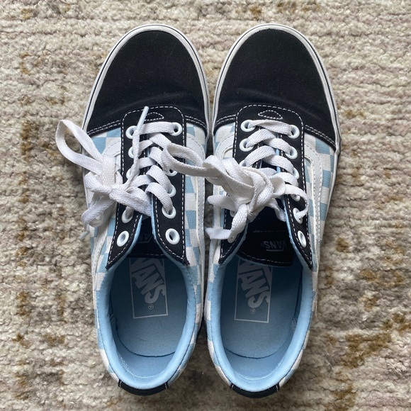 Old Skool Blue and Black Checkerboard Vans - Picture 1 of 5